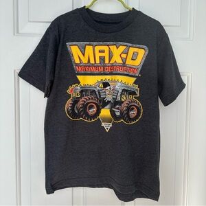 NWOT Monster Jam Max D Maximum Destruction Gray Monster Truck T-Shirt Boys 7/8